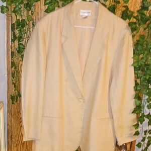 Tan Textured Blazer Relaxed Fit Suit Jacket